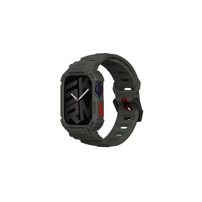 Apple Watch 7 45mm Skinarma Mecha 2in1 TPU Kasa Koruyucu + Silikon Kordon Lacivert