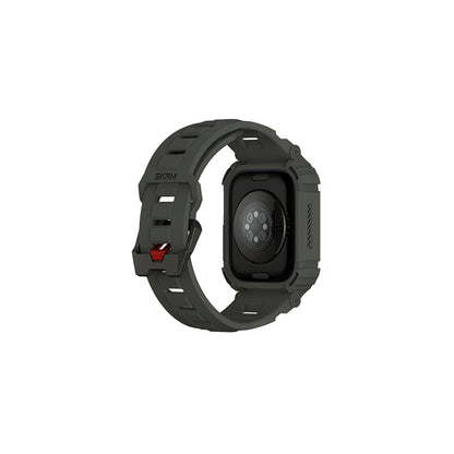 Apple Watch 7 45mm Skinarma Mecha 2in1 TPU Kasa Koruyucu + Silikon Kordon Açık Gri