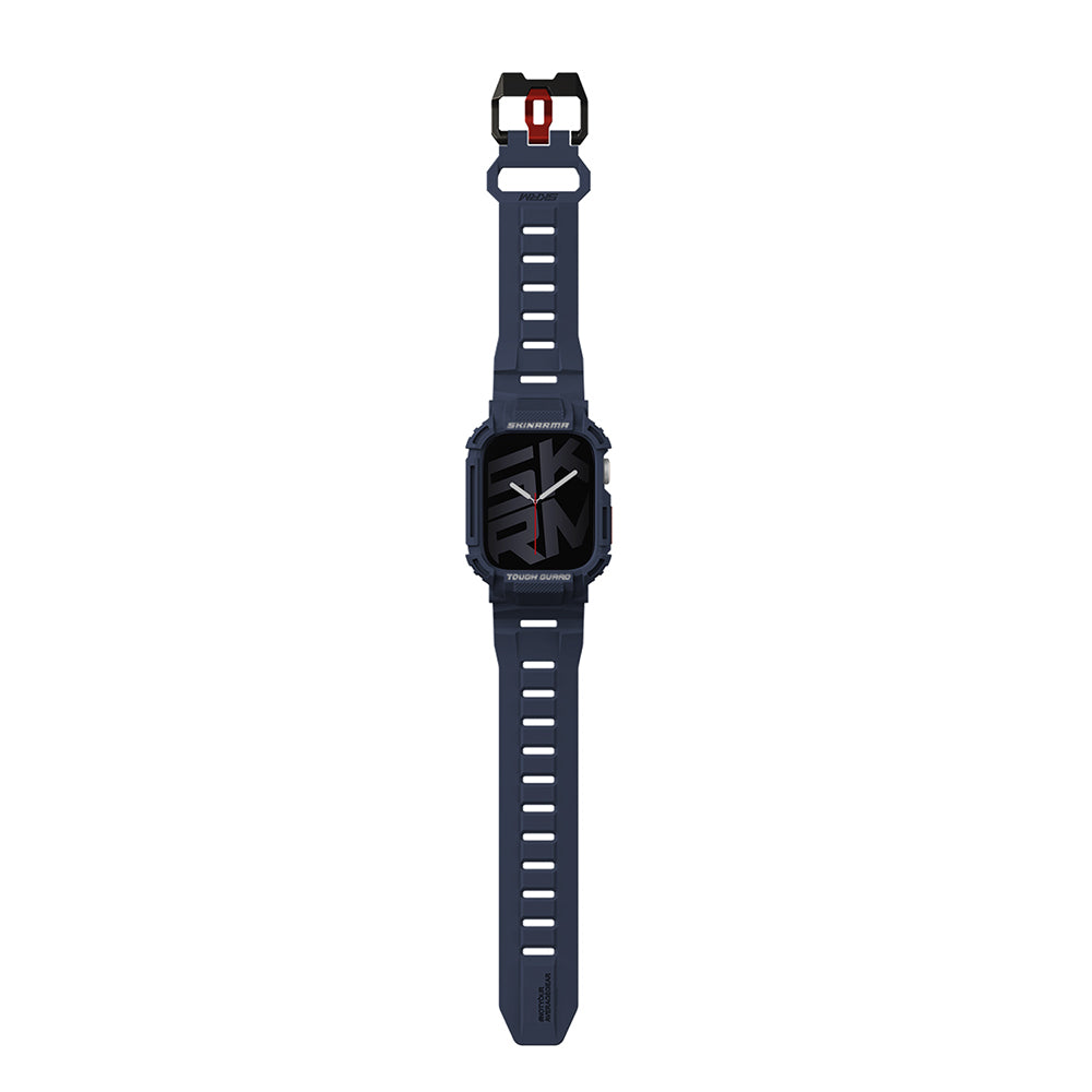 Apple Watch 7 45mm Skinarma Mecha 2in1 TPU Kasa Koruyucu + Silikon Kordon Siyah