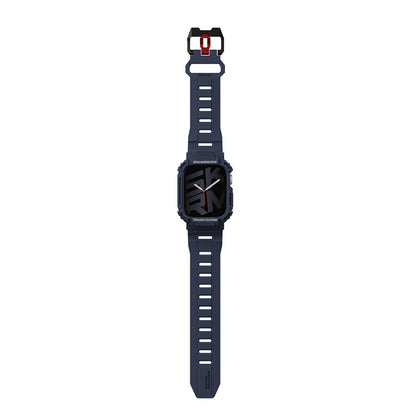 Apple Watch 7 45mm Skinarma Mecha 2in1 TPU Kasa Koruyucu + Silikon Kordon Lacivert
