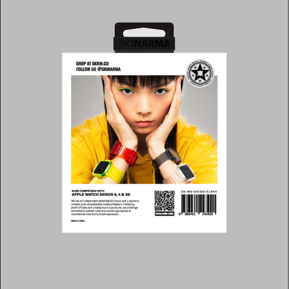 Apple Watch 7 45mm SkinArma Saido Sert PC Kasa Koruyuculu Silikon Kordon Renksiz