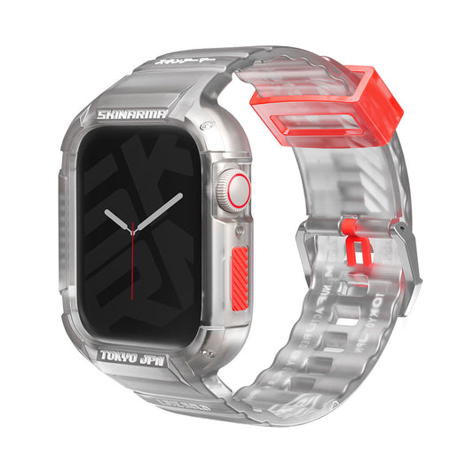 Apple Watch 7 45mm SkinArma Saido Sert PC Kasa Koruyuculu Silikon Kordon Kırmızı