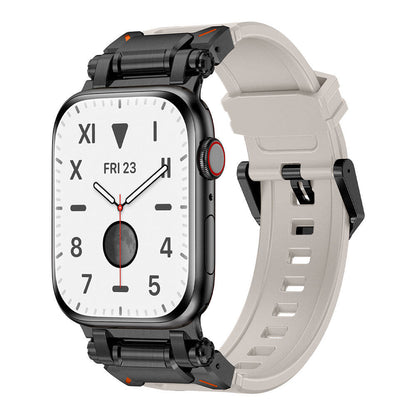 Apple Watch 7 45mm Zore KRD-101 Titanyum Metal Başlıklı Silikon Kordon