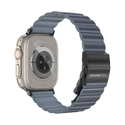 Apple Watch Serisi Uyumlu Amazing Thing Glamour Sense Deri Kordon Mavi