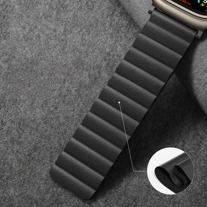 Apple Watch Serisi Uyumlu Amazing Thing Glamour Sense Deri Kordon Siyah