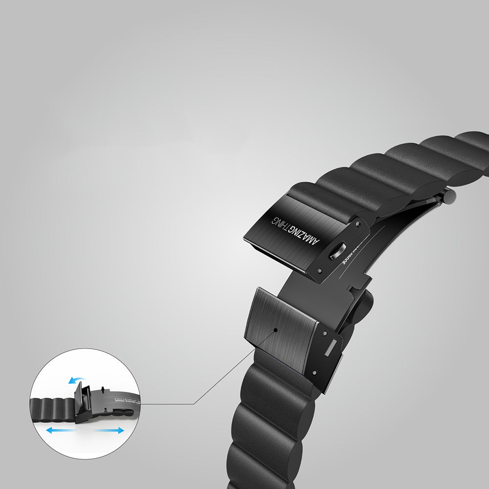 Apple Watch Serisi Uyumlu Amazing Thing Glamour Sense Deri Kordon Siyah