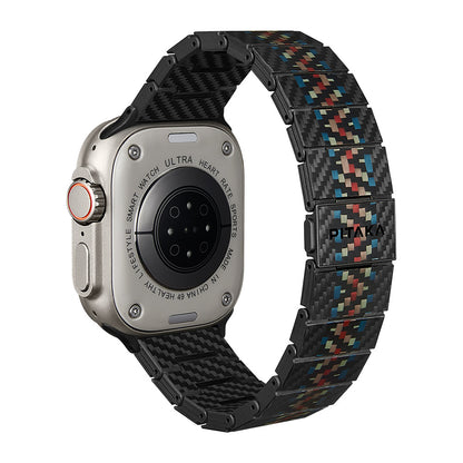 Apple Watch Serisi Uyumlu Aramid Fiber ve Karbon Fiber Pitaka Modern Serisi Rhapsody Universal Kordon Siyah