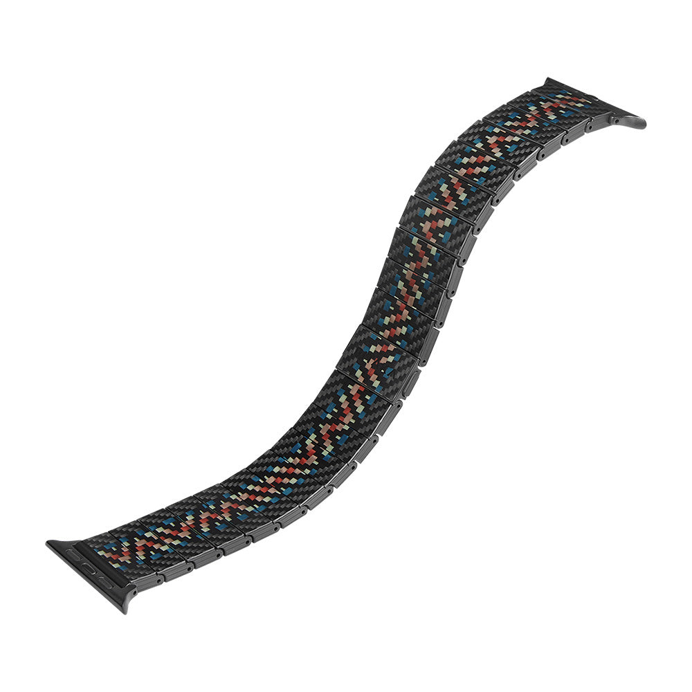 Apple Watch Serisi Uyumlu Aramid Fiber ve Karbon Fiber Pitaka Modern Serisi Rhapsody Universal Kordon Siyah