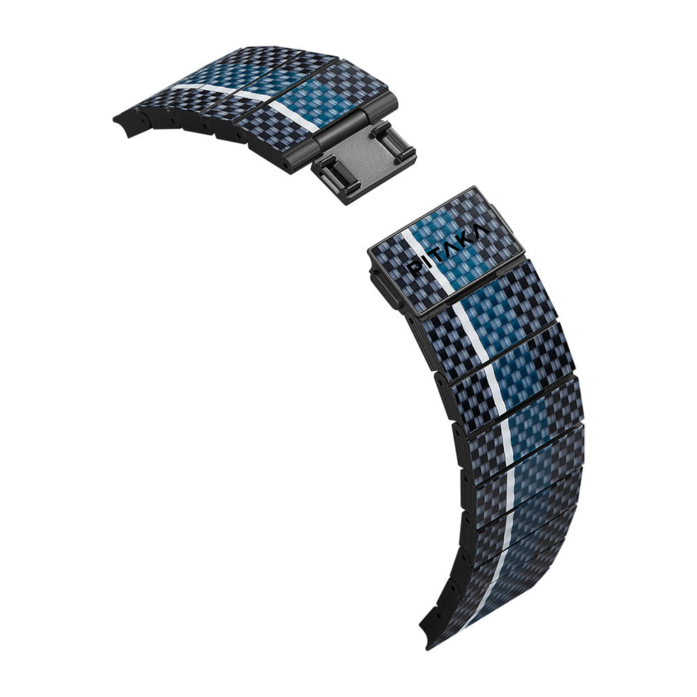 Apple Watch Serisi Uyumlu Aramid Fiber ve Karbon Fiber Pitaka Poetry of Things ChromaCarbon Serisi Moon Universal Kordon Siyah