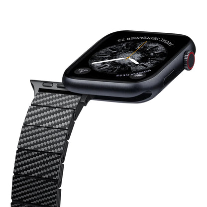 Apple Watch Serisi Uyumlu Karbon Fiber Pitaka Modern Serisi Black-Grey Twill Universal Kordon Siyah-Gri
