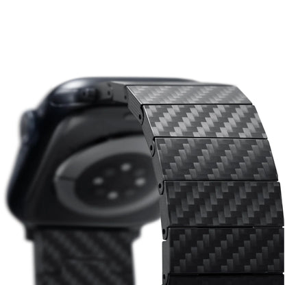 Apple Watch Serisi Uyumlu Karbon Fiber Pitaka Modern Serisi Black-Grey Twill Universal Kordon Siyah-Gri