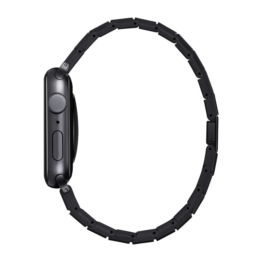 Apple Watch Serisi Uyumlu Karbon Fiber Pitaka Modern Serisi Black-Grey Twill Universal Kordon Siyah-Gri
