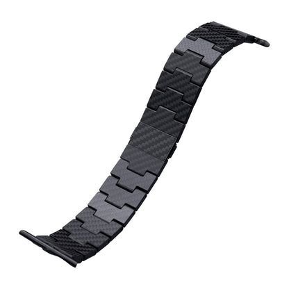 Apple Watch Serisi Uyumlu Karbon Fiber Pitaka Retro Serisi Black-Grey Twill Universal Kordon Siyah-Gri