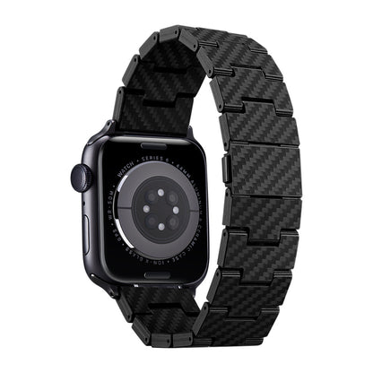 Apple Watch Serisi Uyumlu Karbon Fiber Pitaka Retro Serisi Black-Grey Twill Universal Kordon Siyah-Gri