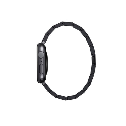 Apple Watch Serisi Uyumlu Karbon Fiber Pitaka Retro Serisi Black-Grey Twill Universal Kordon Siyah-Gri