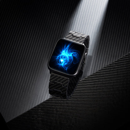 Apple Watch Serisi Uyumlu Karbon Fiber Pitaka Retro Serisi Black-Grey Twill Universal Kordon Siyah-Gri