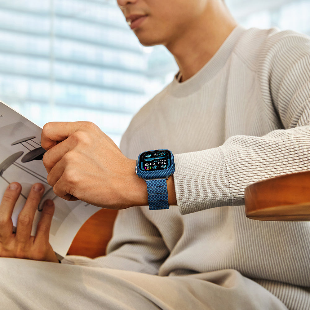 Apple Watch Ultra 49mm 600D Aramid Fiber Classic Serisi Kasa Koruyucu Pitaka Air Case Siyah-Gri