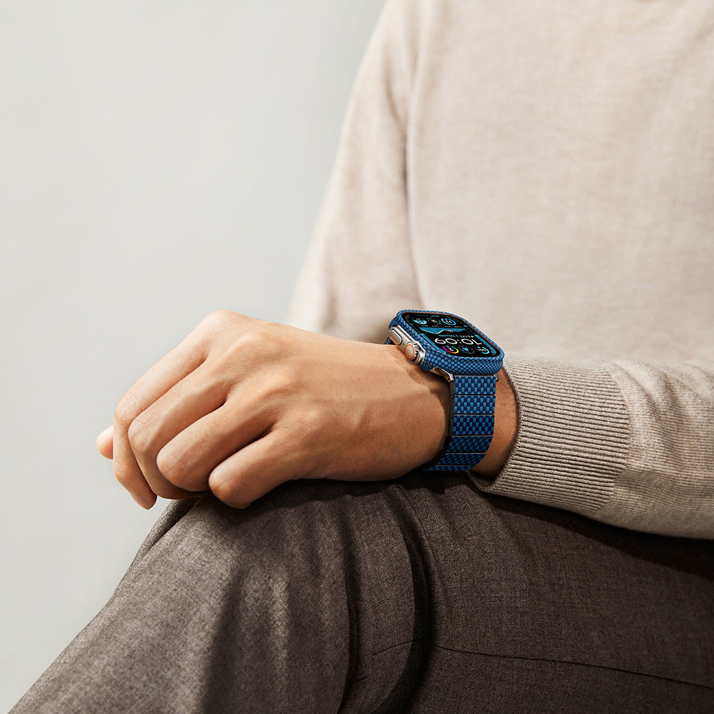 Apple Watch Ultra 49mm 600D Aramid Fiber Classic Serisi Kasa Koruyucu Pitaka Air Case Siyah-Gri