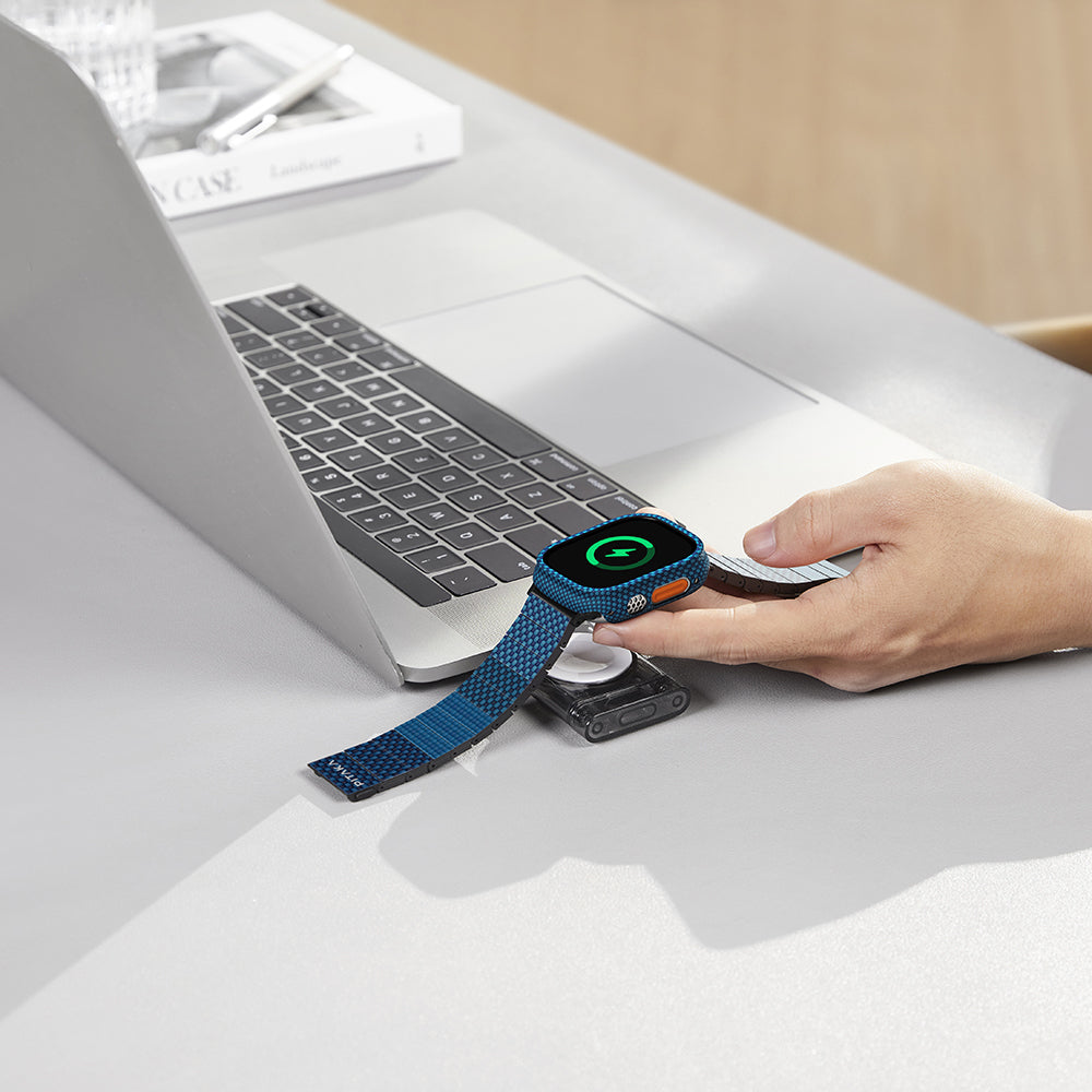 Apple Watch Ultra 49mm 600D Aramid Fiber Classic Serisi Kasa Koruyucu Pitaka Air Case Mavi