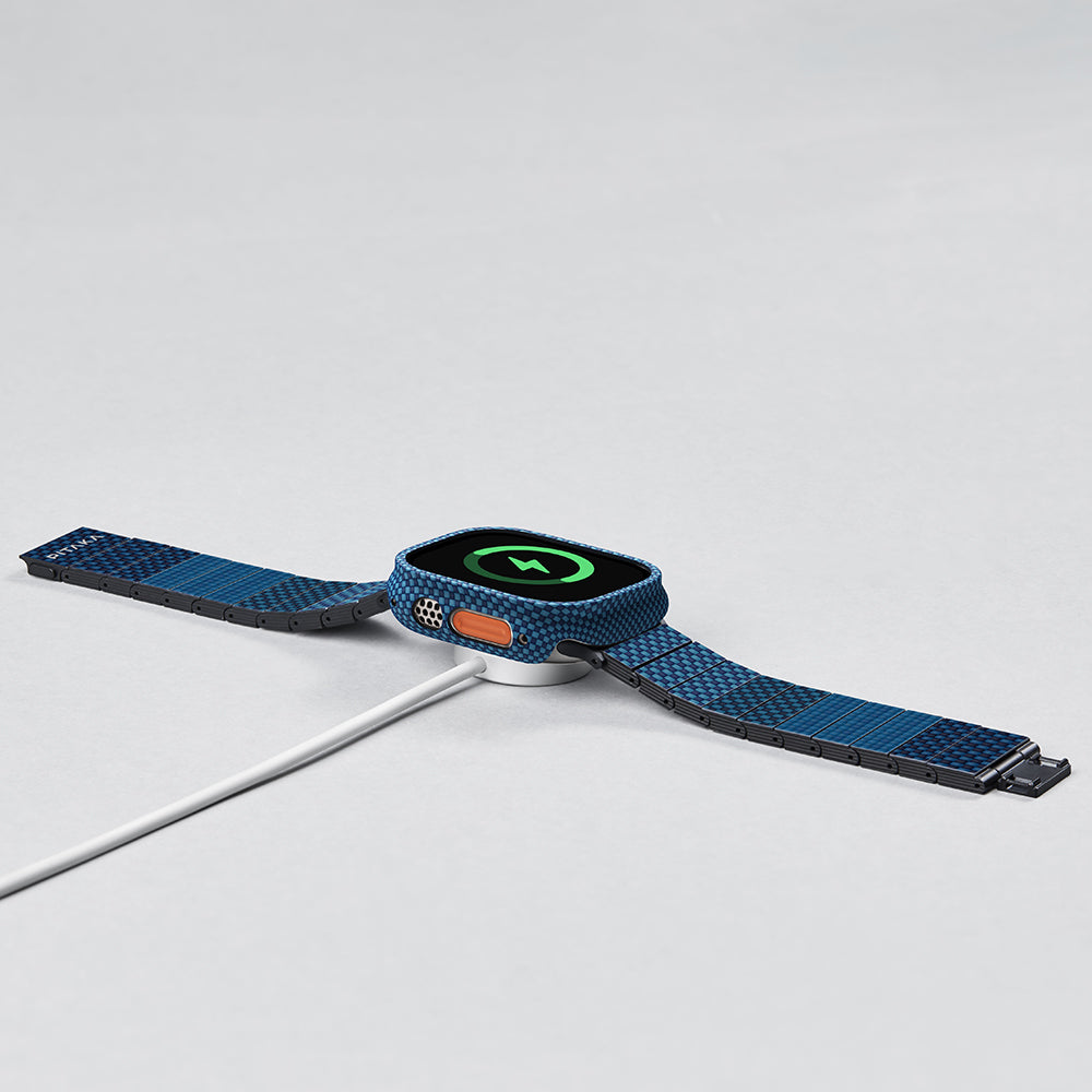 Apple Watch Ultra 49mm 600D Aramid Fiber Classic Serisi Kasa Koruyucu Pitaka Air Case Siyah-Gri