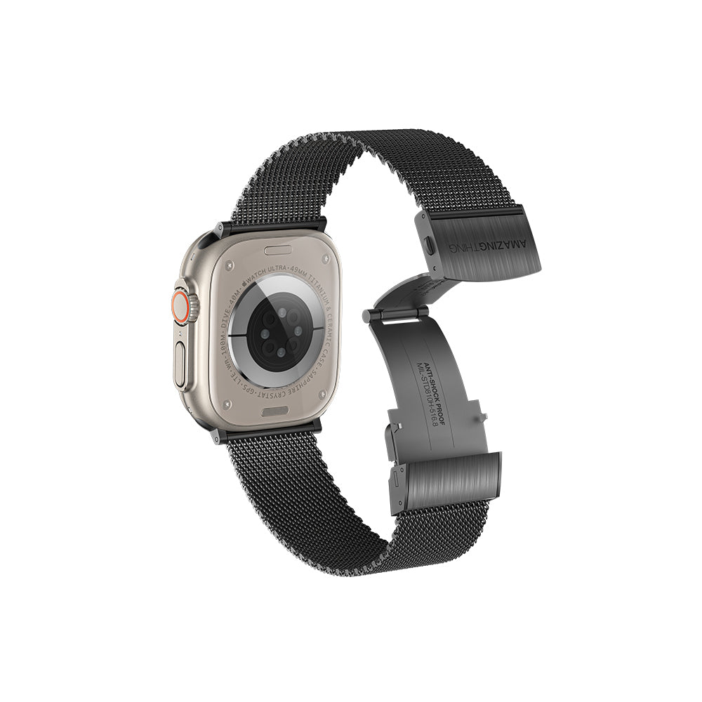 Apple Watch Ultra 49mm Amazing Thing Titan Metal Hasır Kordon Gümüş