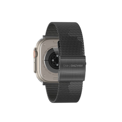 Apple Watch Ultra 49mm Amazing Thing Titan Metal Hasır Kordon Gümüş