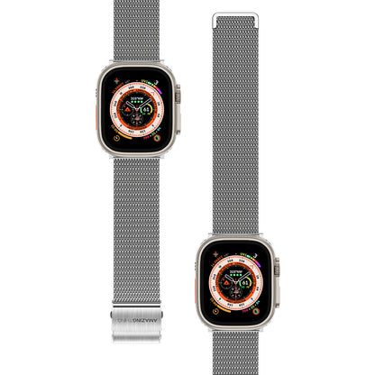 Apple Watch Ultra 49mm Amazing Thing Titan Metal Hasır Kordon Gümüş