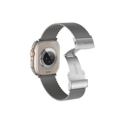 Apple Watch Ultra 49mm Amazing Thing Titan Metal Hasır Kordon Gümüş