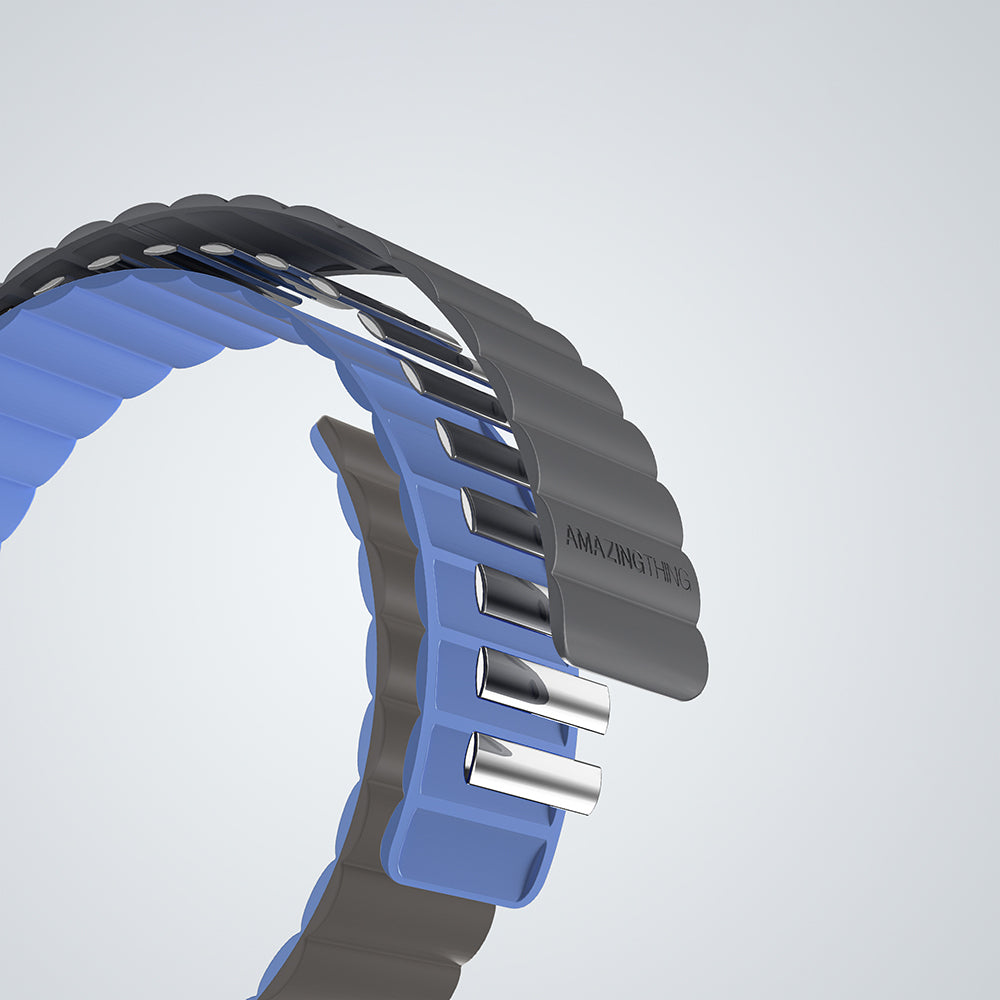 Apple Watch Ultra 49mm Amazingthing Smoothie Mag Magnetik Tak Çıkar Silikon Strap Kayış Siyah-Turuncu