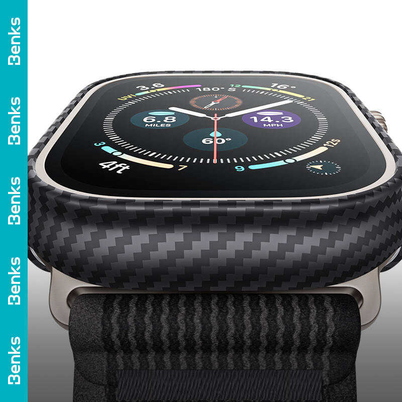 Apple Watch Ultra 49mm Benks 600D Kevlar Kasa Koruyucu Siyah