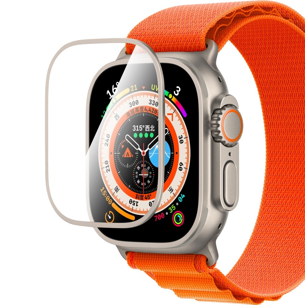 Apple Watch Ultra 49mm CaseWorld Alloy Serisi Safir Akıllı Saat Temperli Cam Ekran Koruyucu Titanyum
