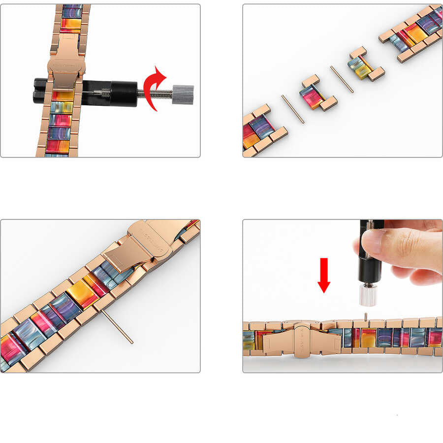 Apple Watch Ultra 49mm Kordon Wiwu Resin Steel Belt Metal Strap Kayış Gold