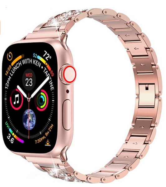Apple Watch Ultra 49mm Kordon Wiwu Three Beads Set Auger Metal Strap Kayış Rose Gold