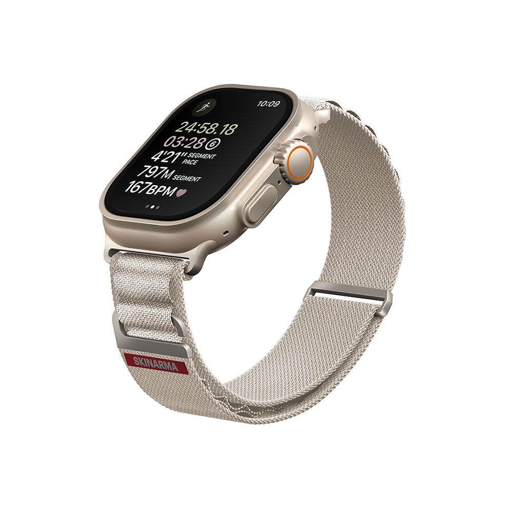 Apple Watch Ultra 49mm SkinArma Kobu Hasır Kordon Krem