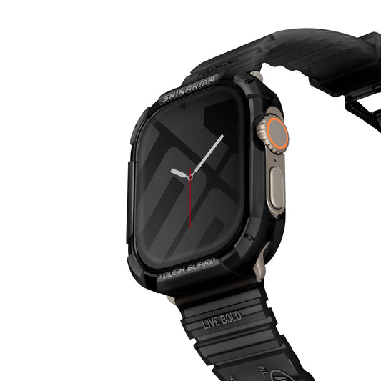 Apple Watch Ultra 49mm SkinArma Kurono Buzlu Tasarım Sert PC Kasa Koruyucu Siyah