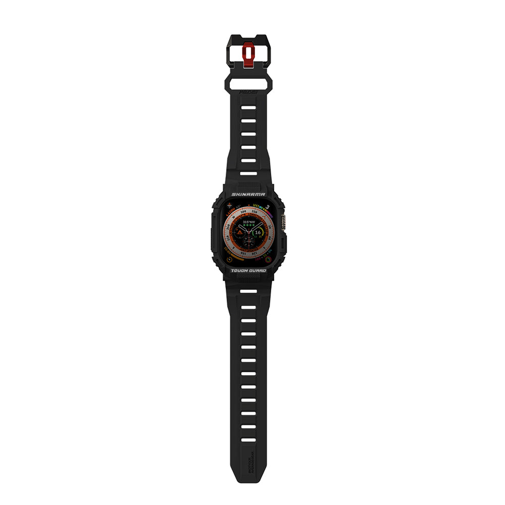 Apple Watch Ultra 49mm Skinarma Mecha 2in1 TPU Kasa Koruyucu + Silikon Kordon Açık Gri