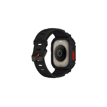 Apple Watch Ultra 49mm Skinarma Mecha 2in1 TPU Kasa Koruyucu + Silikon Kordon Açık Gri