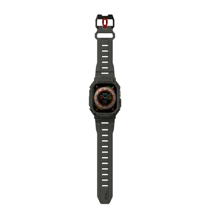 Apple Watch Ultra 49mm Skinarma Mecha 2in1 TPU Kasa Koruyucu + Silikon Kordon Açık Gri