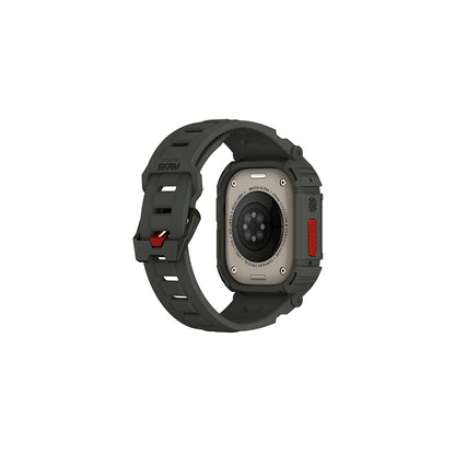 Apple Watch Ultra 49mm Skinarma Mecha 2in1 TPU Kasa Koruyucu + Silikon Kordon Açık Gri