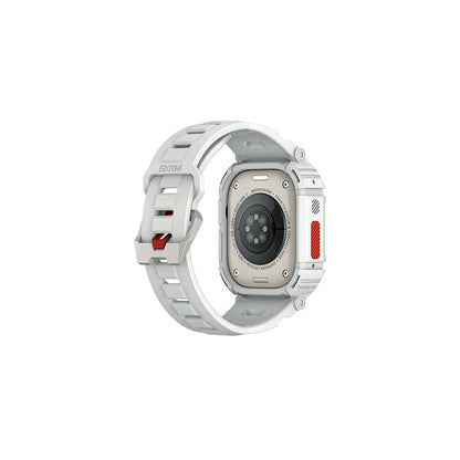 Apple Watch Ultra 49mm Skinarma Mecha 2in1 TPU Kasa Koruyucu + Silikon Kordon Siyah