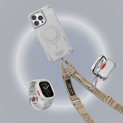 Apple Watch Ultra 49mm Skinarma Mecha 2in1 TPU Kasa Koruyucu + Silikon Kordon Lacivert