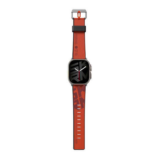 Apple Watch Ultra 49mm SkinArma Spunk Serisi PU Deri Kordon Turuncu