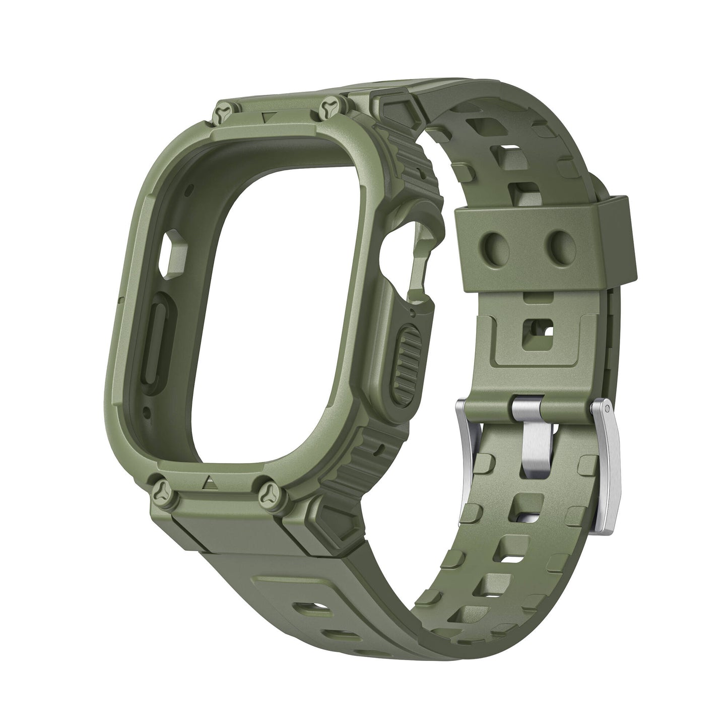 Apple Watch Ultra 49mm Wiwu Wi-WB014 Armor Serisi 2in1 Sert PC Kasa Koruyuculu Silikon Kordon Siyah