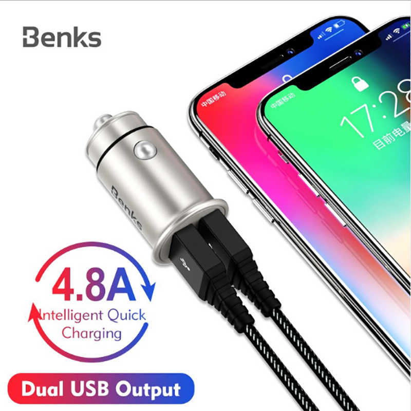 Benks C27 Dual Usb Araç Şarj Aleti 4.8A Gri