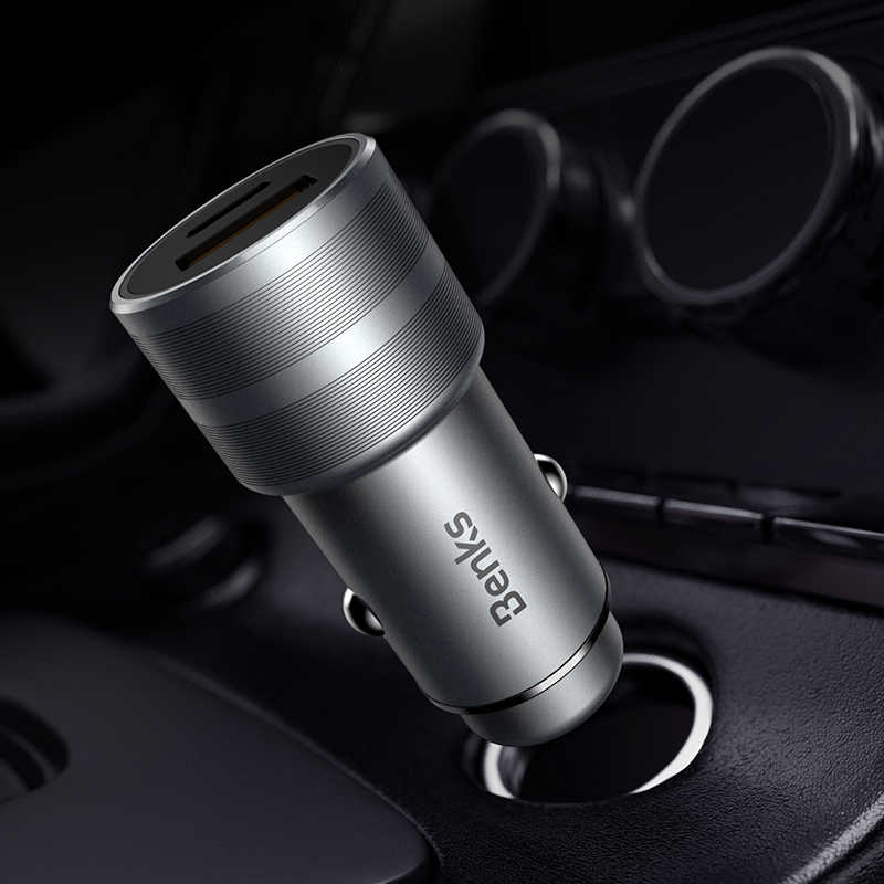 Benks C28 Fast Charging PD Araç Şarj Aleti Gri