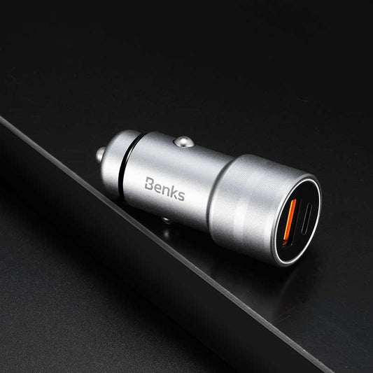 Benks C28 Fast Charging PD Araç Şarj Aleti Gri