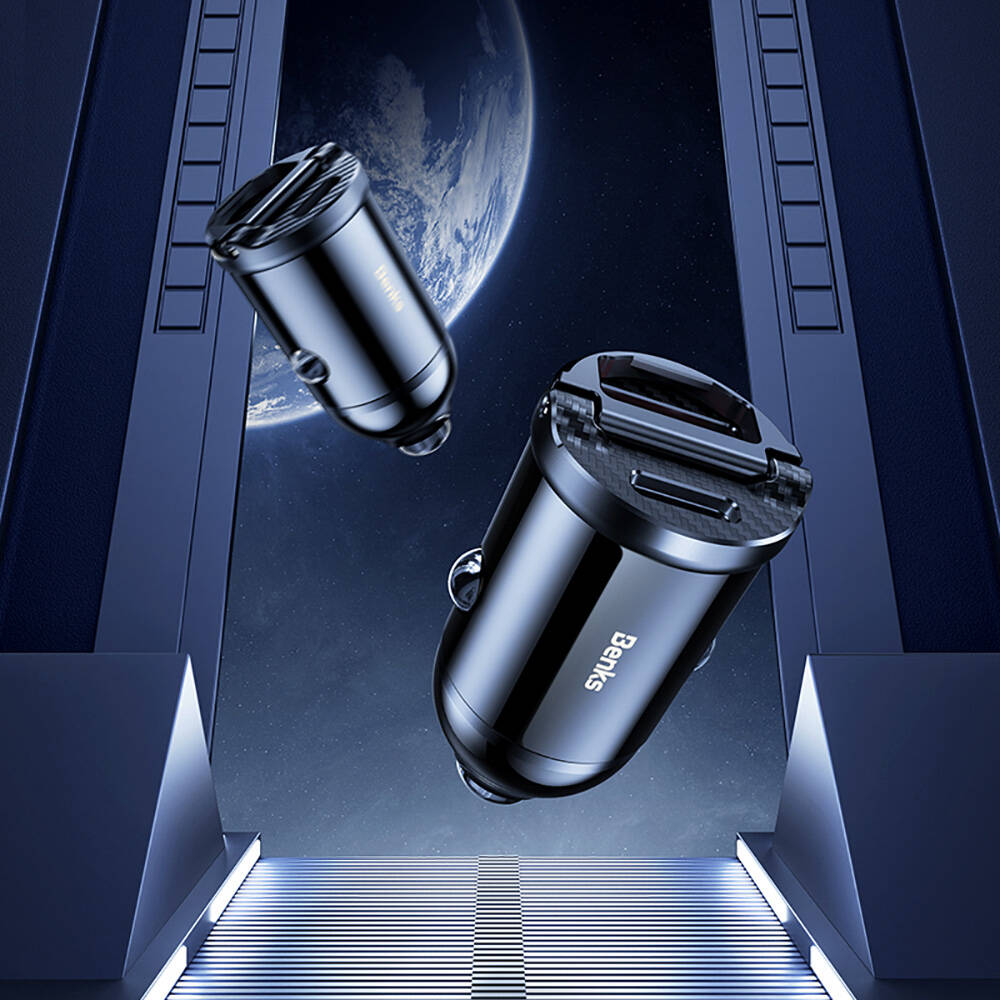 Benks C30SE Hızlı Şarj Çift Port PD Araç Şarj Aleti 30W Max Siyah