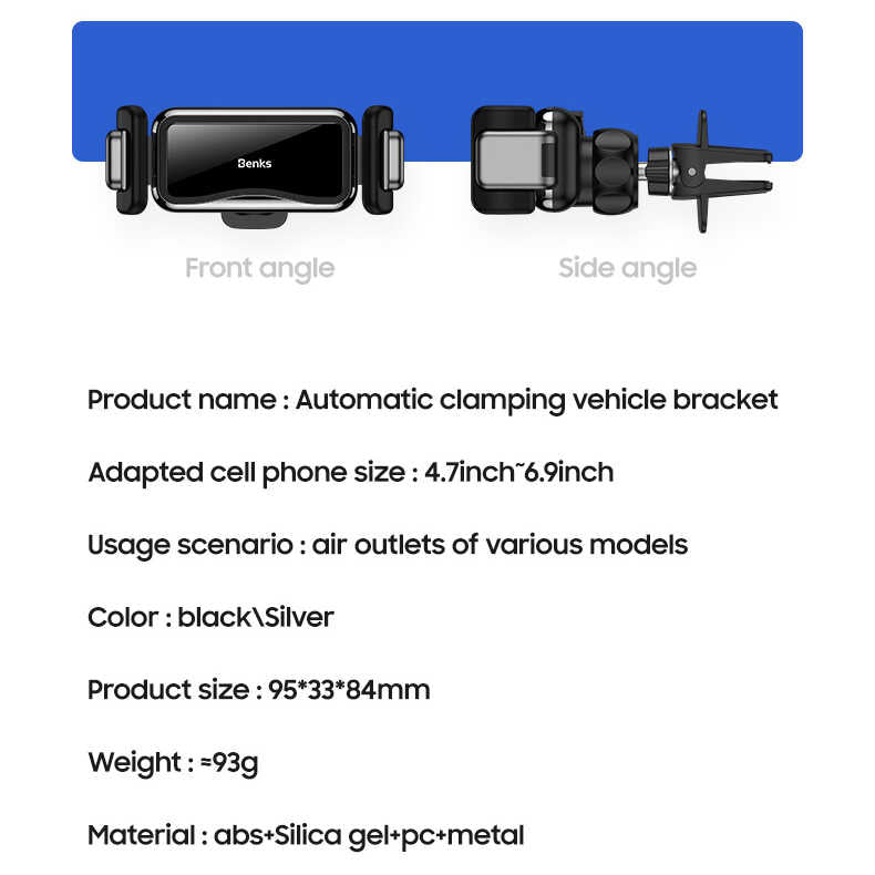 Benks CZ01 Araç Telefon Tutucu Gri