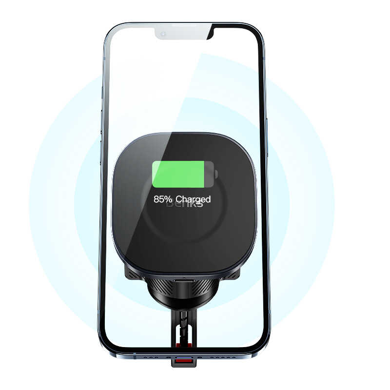 Benks CZ02 Pro Wireless Şarjlı Araç Telefon Tutucu Siyah