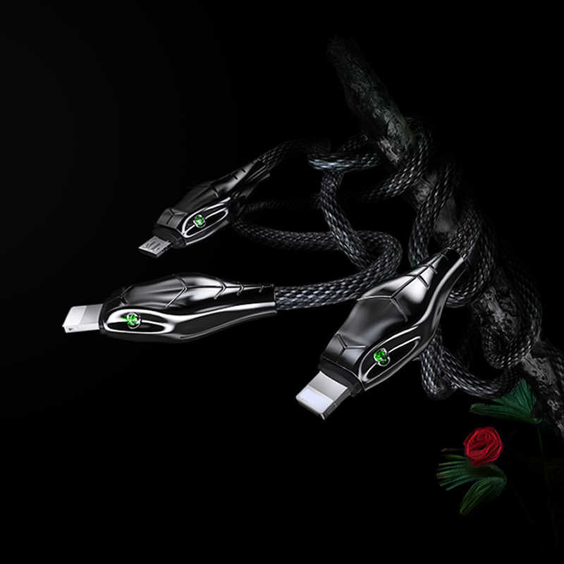 Benks D27 3 in 1 Snake Lightning+Lightning+Micro Kablo 1.5M Gri